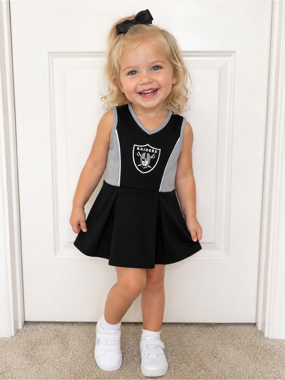 Kids Raiders Cheer Dress in Black and Gray with bloomers. 3T. So cute!